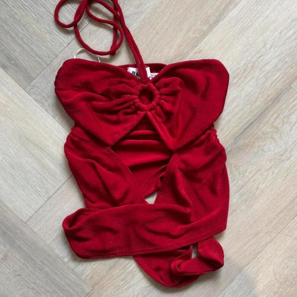 Princess Polly red strappy ring crop top